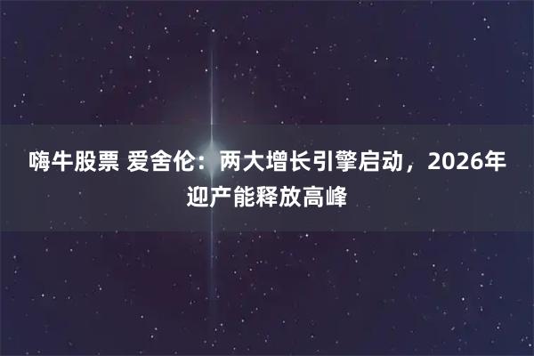 嗨牛股票 爱舍伦：两大增长引擎启动，2026年迎产能释放高峰