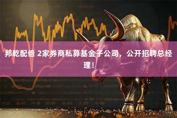 邦乾配倍 2家券商私募基金子公司，公开招聘总经理！