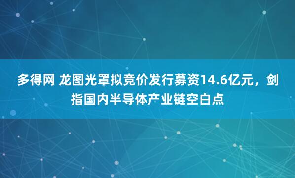 多得网 龙图光罩拟竞价发行募资14.6亿元,剑指国内半导体产业链空白点