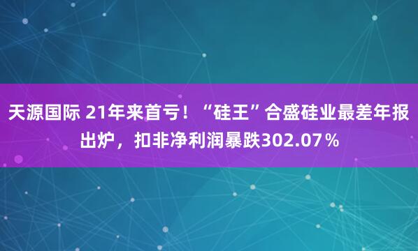 天源国际 21年来首亏！“硅王”合盛硅业最差年报出炉，扣非净利润暴跌302.07％