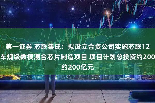 第一证券 芯联集成：拟设立合资公司实施芯联12英寸车规级数模混合芯片制造项目 项目计划总投资约200亿元